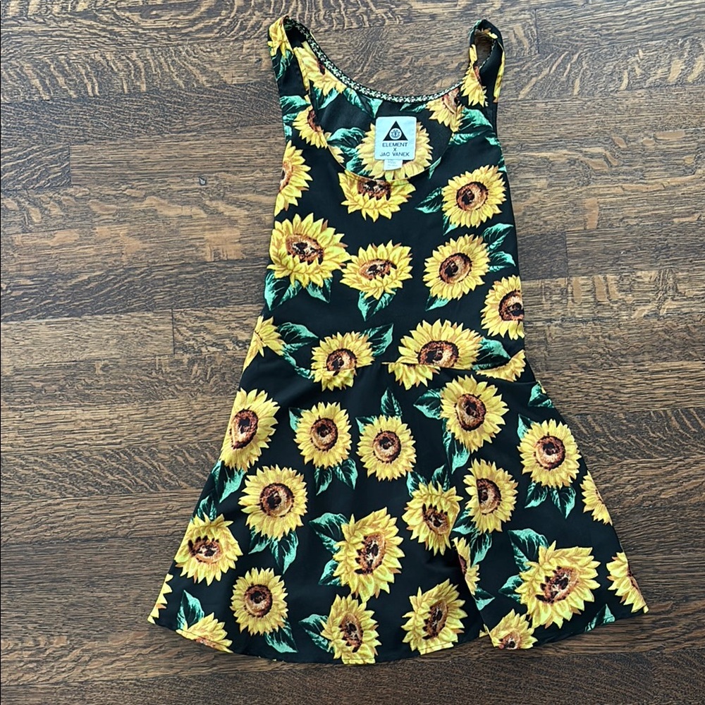 Sunflower Print Mini Dress